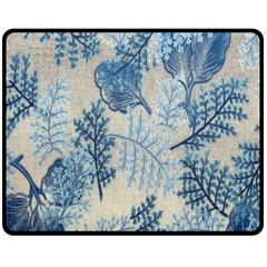 Flowers Blue Patterns Fabric Fleece Blanket (medium)  by Nexatart