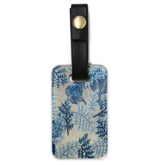 Flowers Blue Patterns Fabric Luggage Tags (one Side)  by Nexatart