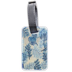 Flowers Blue Patterns Fabric Luggage Tags (two Sides) by Nexatart