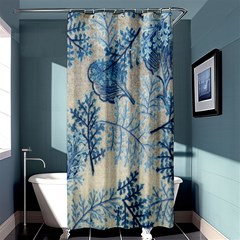 Flowers Blue Patterns Fabric Shower Curtain 36  X 72  (stall)  by Nexatart