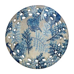 Flowers Blue Patterns Fabric Ornament (round Filigree) by Nexatart