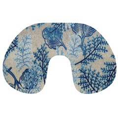 Flowers Blue Patterns Fabric Travel Neck Pillows by Nexatart