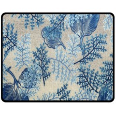 Flowers Blue Patterns Fabric Double Sided Fleece Blanket (medium)  by Nexatart