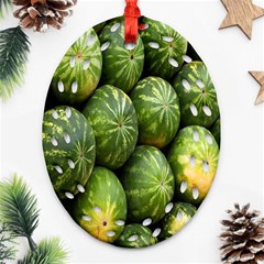 Food Summer Pattern Green Watermelon Oval Filigree Ornament (two Sides) by Nexatart