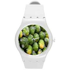 Food Summer Pattern Green Watermelon Round Plastic Sport Watch (m)