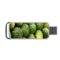 Food Summer Pattern Green Watermelon Portable Usb Flash (one Side) by Nexatart