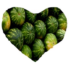 Food Summer Pattern Green Watermelon Large 19  Premium Heart Shape Cushions by Nexatart