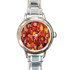 Flowers Nature Plants Autumn Affix Round Italian Charm Watch by Nexatart