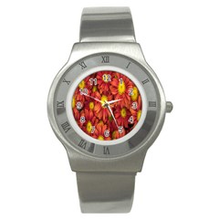 Flowers Nature Plants Autumn Affix Stainless Steel Watch by Nexatart