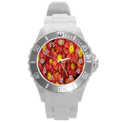 Flowers Nature Plants Autumn Affix Round Plastic Sport Watch (l) by Nexatart