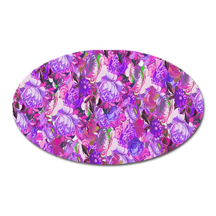 Flowers Abstract Digital Art Oval Magnet