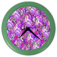 Flowers Abstract Digital Art Color Wall Clocks by Nexatart