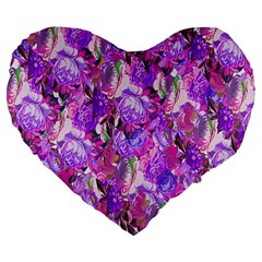 Flowers Abstract Digital Art Large 19  Premium Flano Heart Shape Cushions by Nexatart