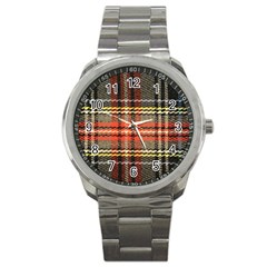 Fabric Texture Tartan Color Sport Metal Watch