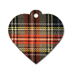 Fabric Texture Tartan Color Dog Tag Heart (Two Sides)