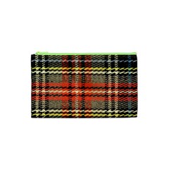 Fabric Texture Tartan Color Cosmetic Bag (XS)