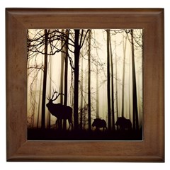 Forest Fog Hirsch Wild Boars Framed Tiles by Nexatart