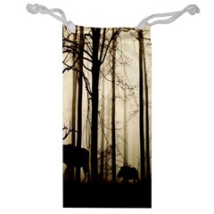 Forest Fog Hirsch Wild Boars Jewelry Bag by Nexatart