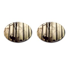 Forest Fog Hirsch Wild Boars Cufflinks (oval) by Nexatart