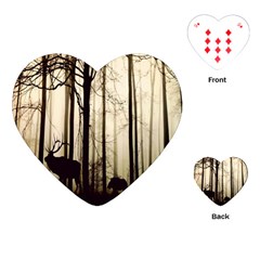 Forest Fog Hirsch Wild Boars Playing Cards (heart)  by Nexatart