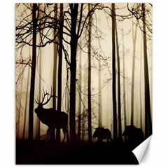 Forest Fog Hirsch Wild Boars Canvas 20  X 24  