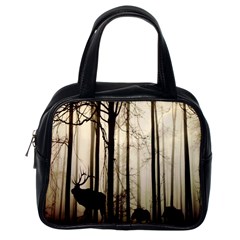 Forest Fog Hirsch Wild Boars Classic Handbags (one Side) by Nexatart