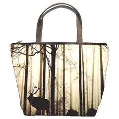 Forest Fog Hirsch Wild Boars Bucket Bags by Nexatart