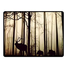 Forest Fog Hirsch Wild Boars Double Sided Fleece Blanket (small)  by Nexatart