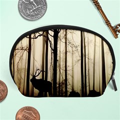 Forest Fog Hirsch Wild Boars Accessory Pouches (large)  by Nexatart