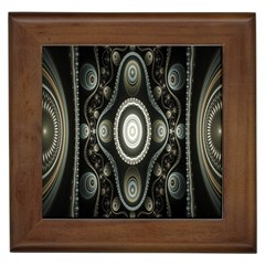 Fractal Beige Blue Abstract Framed Tiles by Nexatart