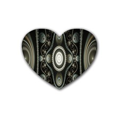 Fractal Beige Blue Abstract Heart Coaster (4 Pack)  by Nexatart