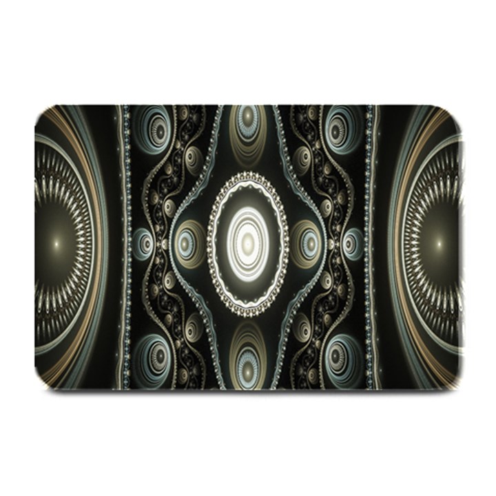 Fractal Beige Blue Abstract Plate Mats