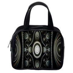 Fractal Beige Blue Abstract Classic Handbags (one Side)