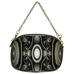 Fractal Beige Blue Abstract Chain Purses (one Side) 