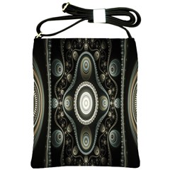 Fractal Beige Blue Abstract Shoulder Sling Bags by Nexatart