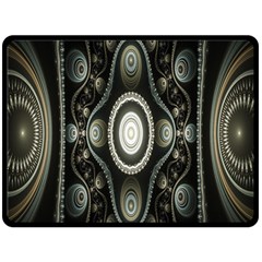 Fractal Beige Blue Abstract Fleece Blanket (large)  by Nexatart