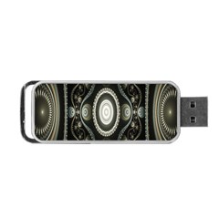 Fractal Beige Blue Abstract Portable Usb Flash (one Side)