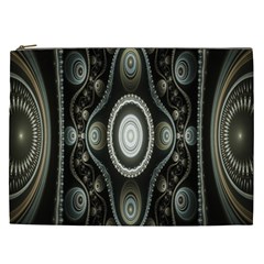 Fractal Beige Blue Abstract Cosmetic Bag (xxl)  by Nexatart