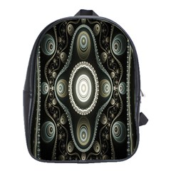 Fractal Beige Blue Abstract School Bags (xl) 