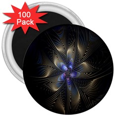 Fractal Blue Abstract Fractal Art 3  Magnets (100 Pack) by Nexatart