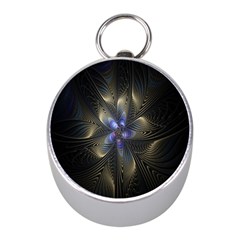 Fractal Blue Abstract Fractal Art Mini Silver Compasses by Nexatart