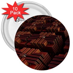 Fractal 3d Render Futuristic 3  Buttons (10 Pack) 