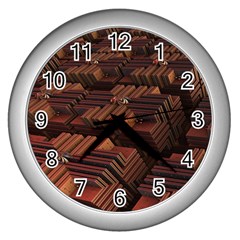 Fractal 3d Render Futuristic Wall Clocks (silver)  by Nexatart