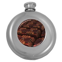 Fractal 3d Render Futuristic Round Hip Flask (5 Oz)