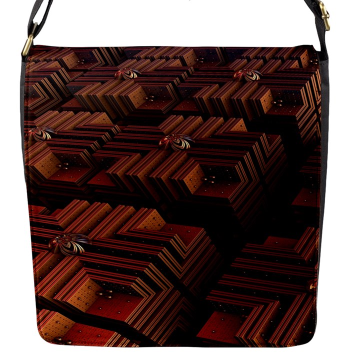 Fractal 3d Render Futuristic Flap Messenger Bag (S)