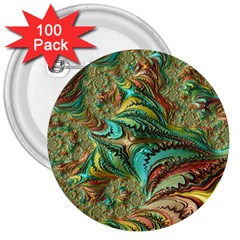 Fractal Artwork Pattern Digital 3  Buttons (100 Pack) 