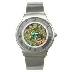 Fractal Artwork Pattern Digital Stainless Steel Watch