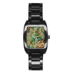 Fractal Artwork Pattern Digital Stainless Steel Barrel Watch by Nexatart