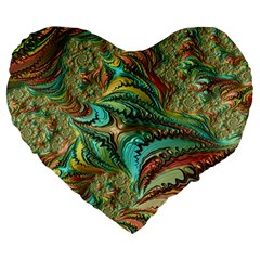 Fractal Artwork Pattern Digital Large 19  Premium Flano Heart Shape Cushions by Nexatart