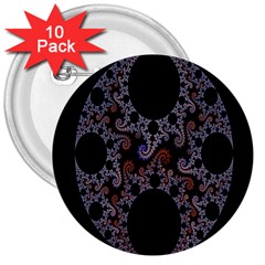 Fractal Complexity Geometric 3  Buttons (10 Pack)  by Nexatart